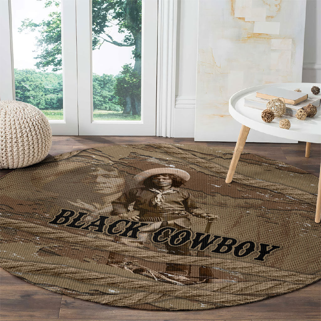 Black Cowboy Nat Love Round Carpet Vintage Western Portrait Lasso
