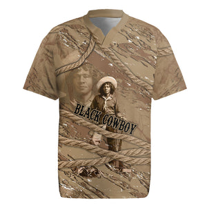 Black Cowboy Nat Love Rugby Jersey Vintage Western Portrait Lasso