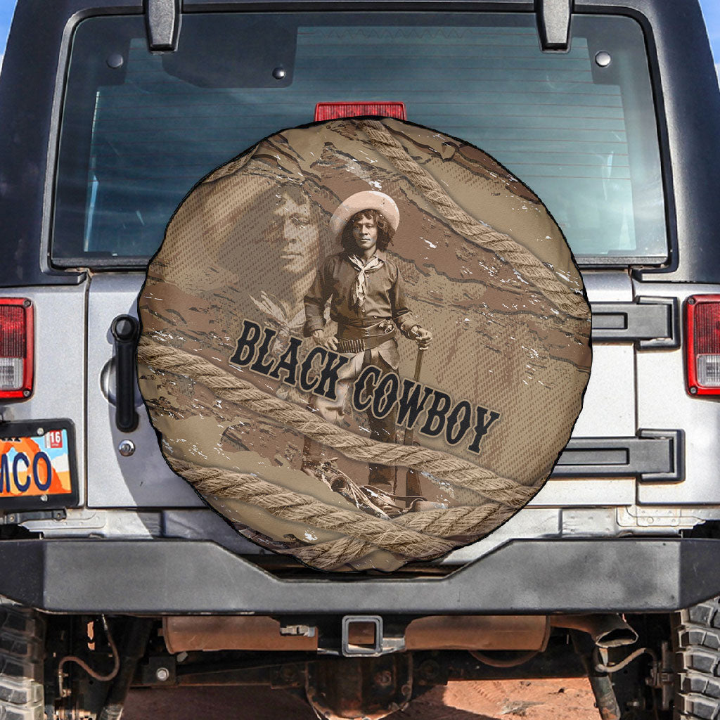 Black Cowboy Nat Love Spare Tire Cover Vintage Western Portrait Lasso