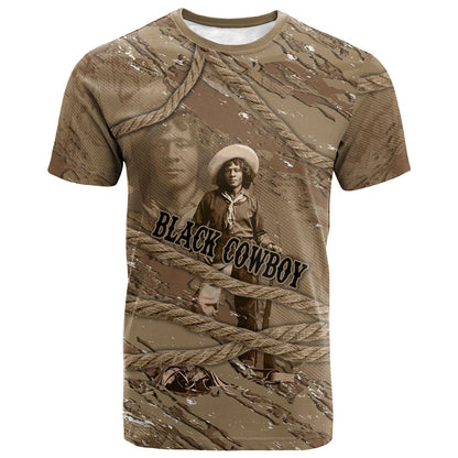 Black Cowboy Nat Love T shirt Vintage Western Portrait Lasso