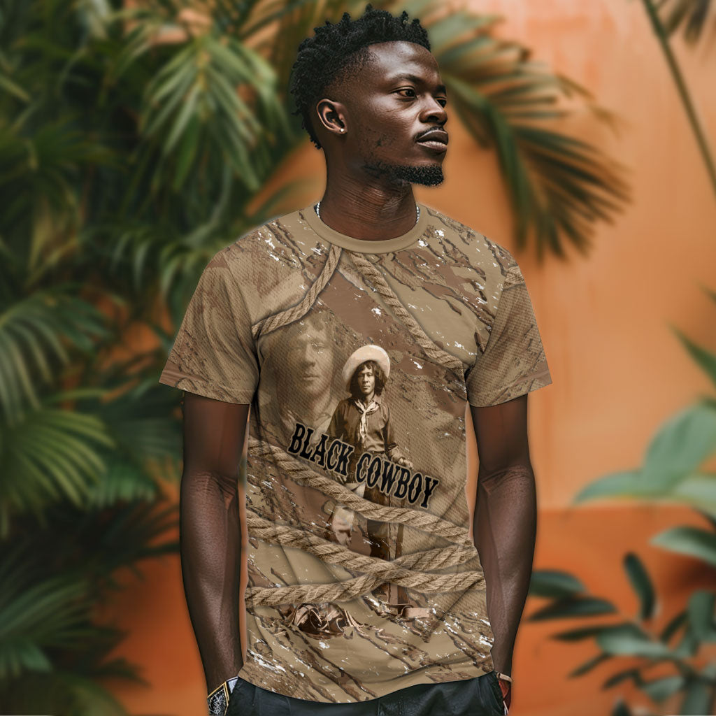 Black Cowboy Nat Love T shirt Vintage Western Portrait Lasso