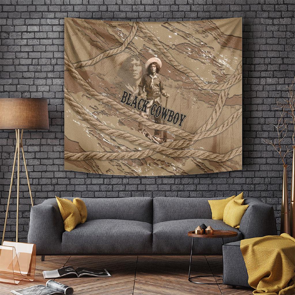 Black Cowboy Nat Love Tapestry Vintage Western Portrait Lasso