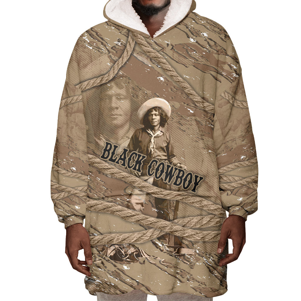 Black Cowboy Nat Love Wearable Blanket Hoodie Vintage Western Portrait Lasso