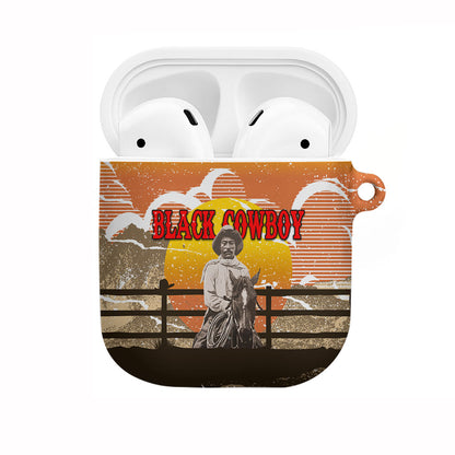 Black Cowboy Bill Pickett AirPods Case Retro Sunset Western Design