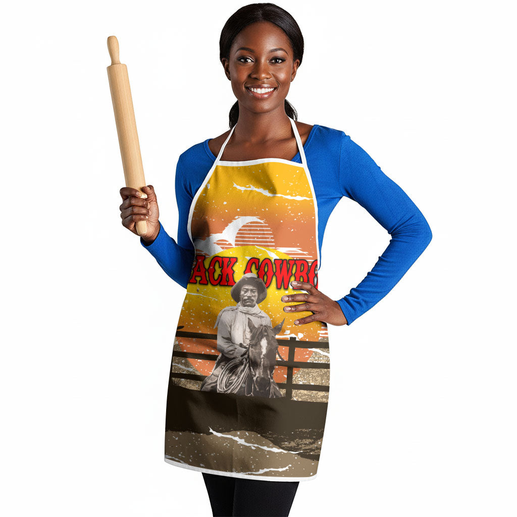 Black Cowboy Bill Pickett Apron Retro Sunset Western Design