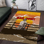 Black Cowboy Bill Pickett Area Rug Retro Sunset Western Design