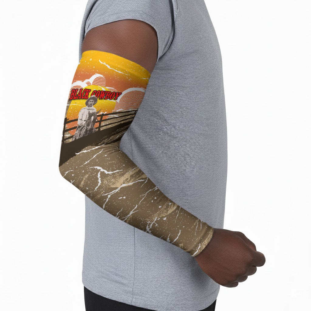 Black Cowboy Bill Pickett Arm Sleeves Retro Sunset Western Design