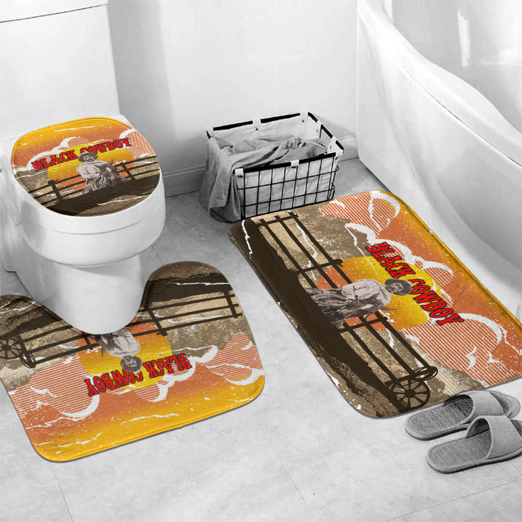 Black Cowboy Bill Pickett Bathroom Set Retro Sunset Western Design