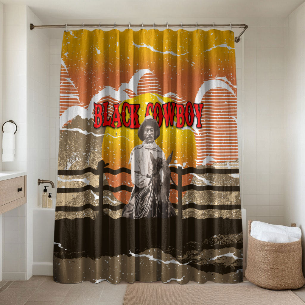 Black Cowboy Bill Pickett Bathroom Set Retro Sunset Western Design