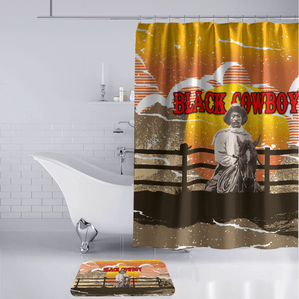 Black Cowboy Bill Pickett Bathroom Set Retro Sunset Western Design