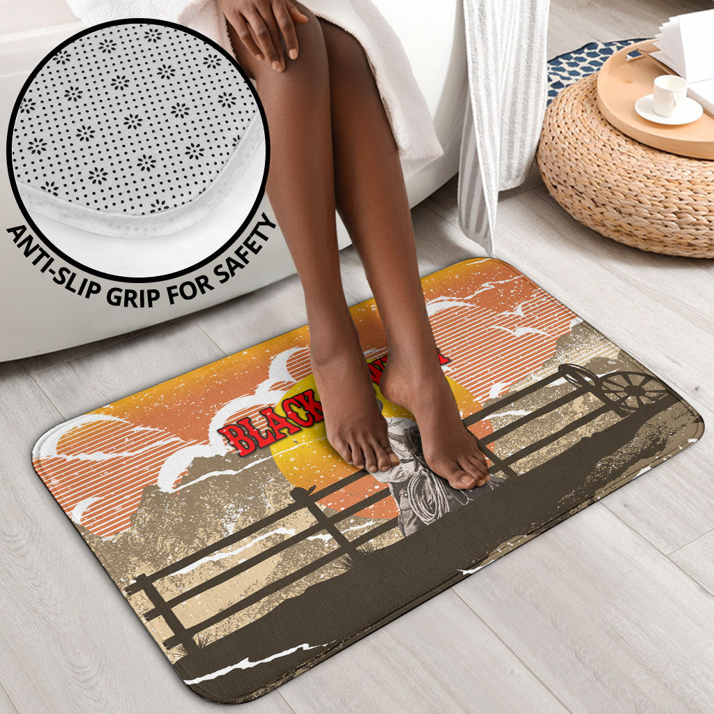 Black Cowboy Bill Pickett Bathroom Set Retro Sunset Western Design