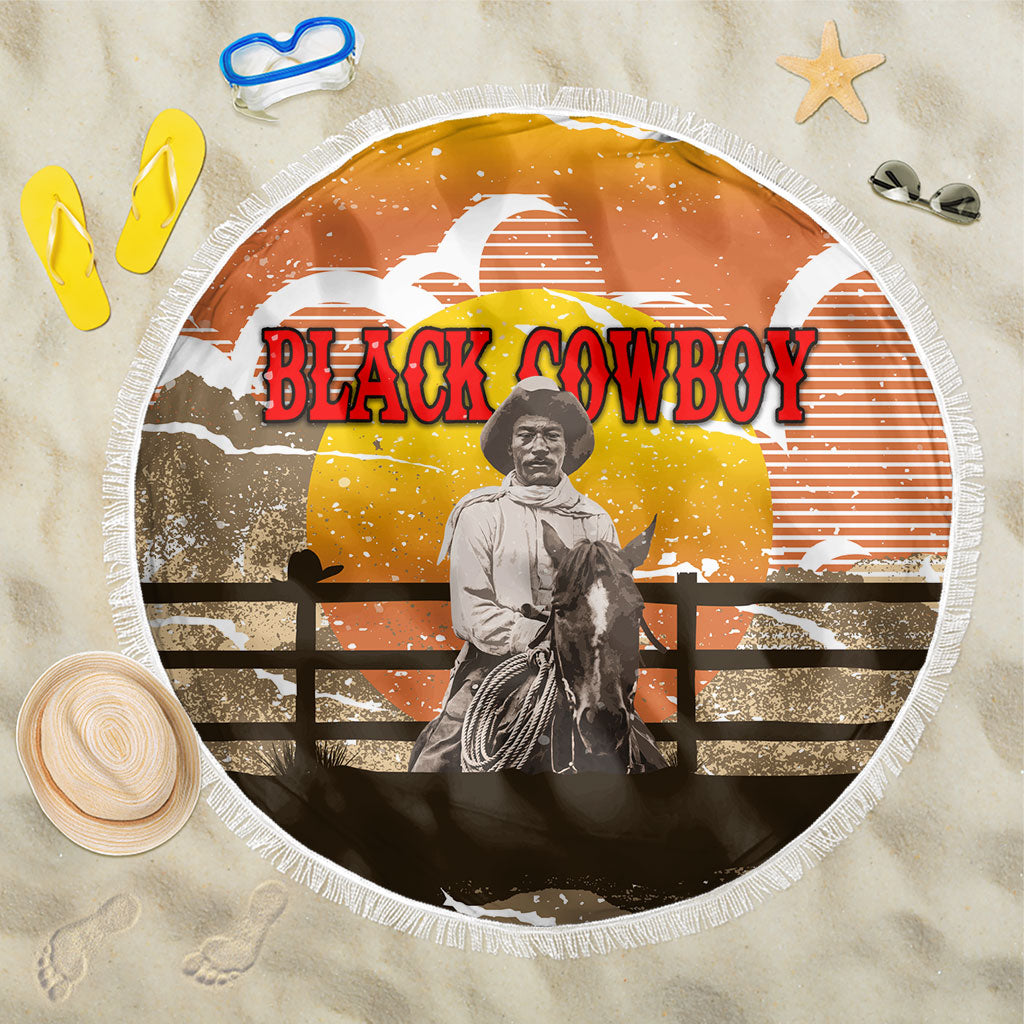 Black Cowboy Bill Pickett Beach Blanket Retro Sunset Western Design