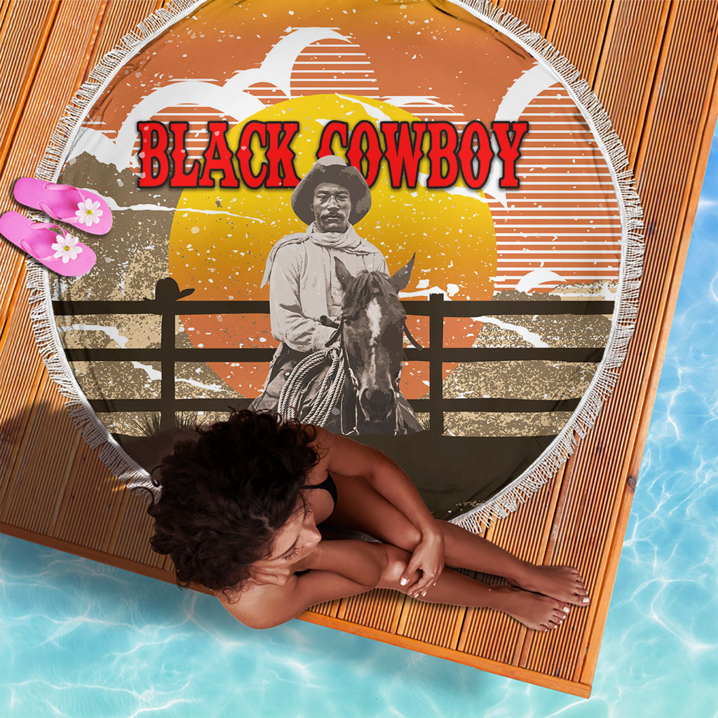 Black Cowboy Bill Pickett Beach Blanket Retro Sunset Western Design