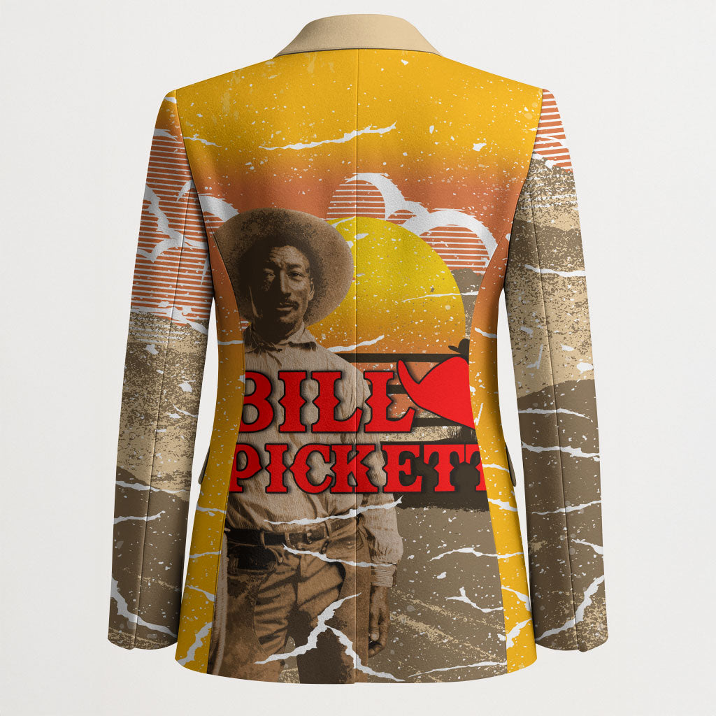 Black Cowboy Bill Pickett Blazer Retro Sunset Western Design
