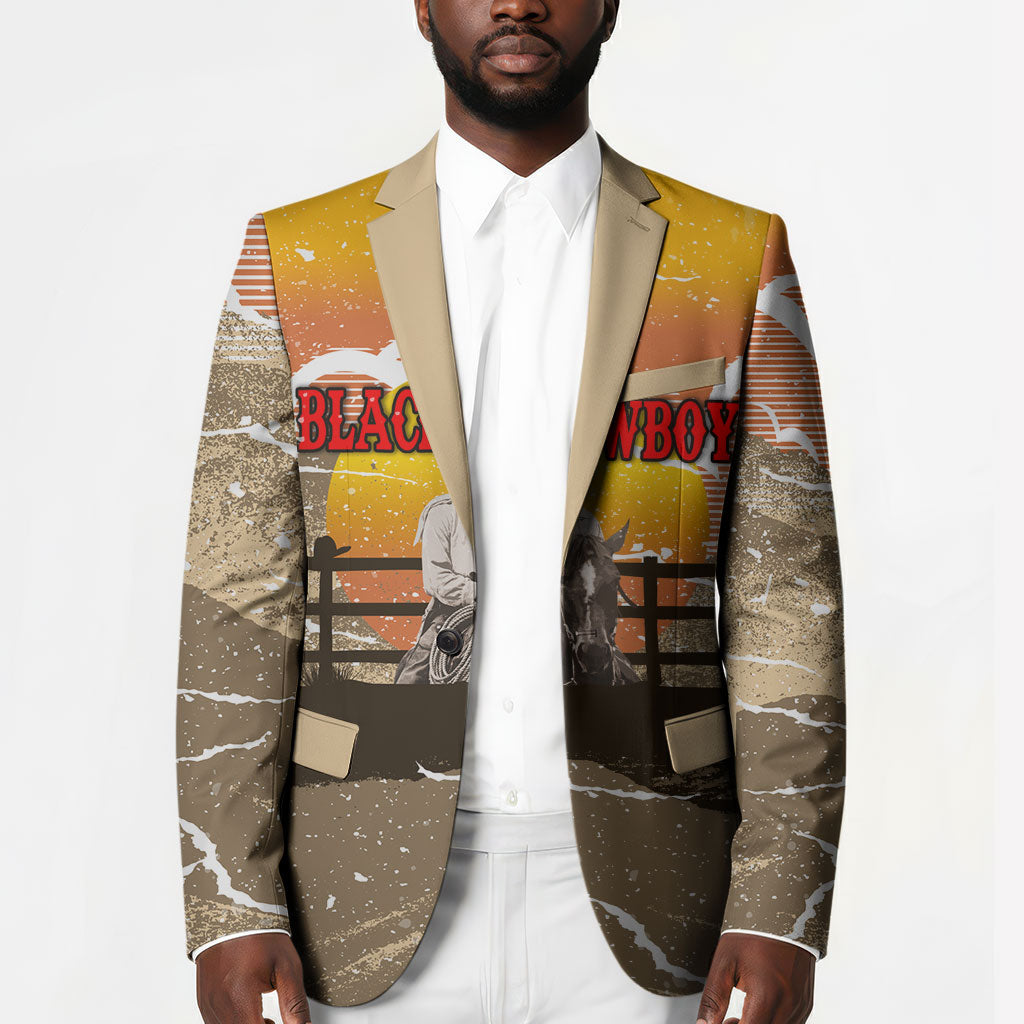 Black Cowboy Bill Pickett Blazer Retro Sunset Western Design