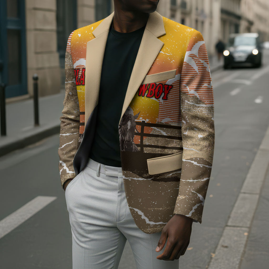 Black Cowboy Bill Pickett Blazer Retro Sunset Western Design