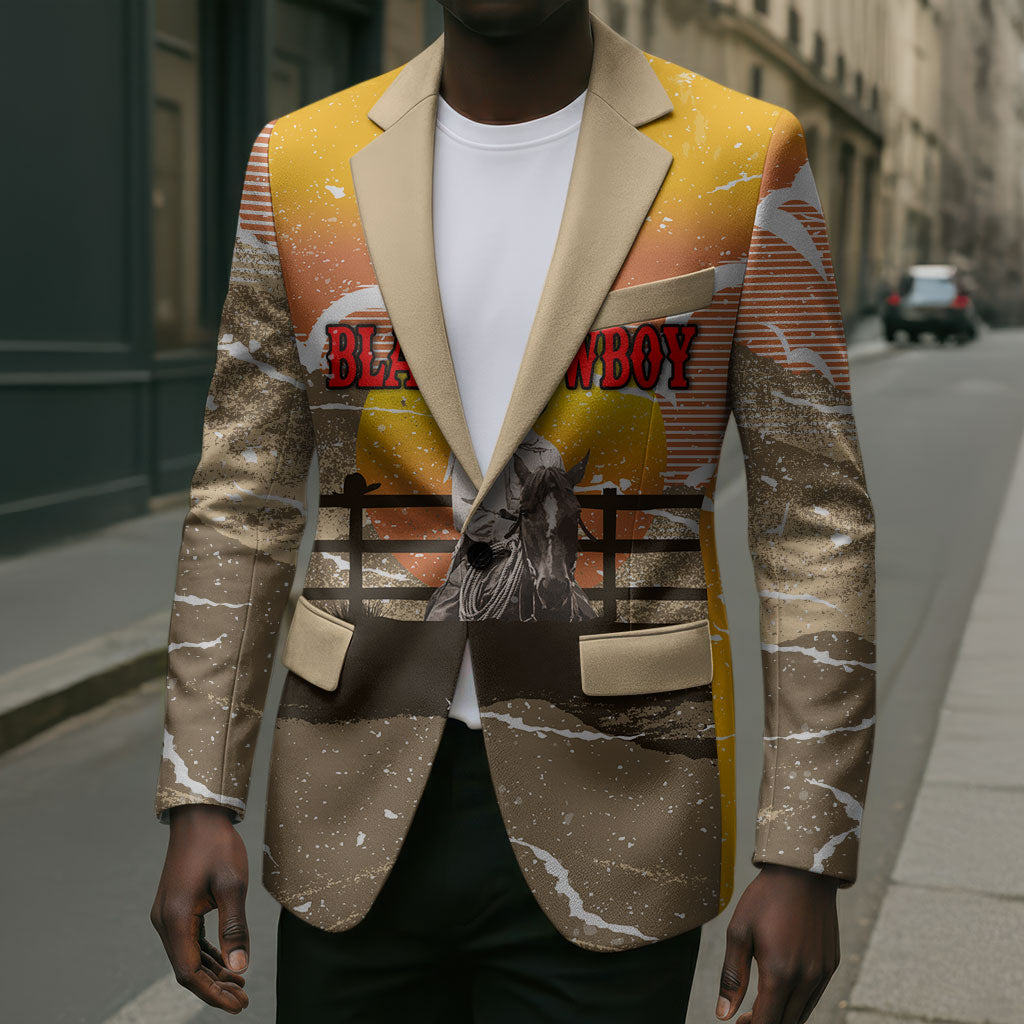 Black Cowboy Bill Pickett Blazer Retro Sunset Western Design