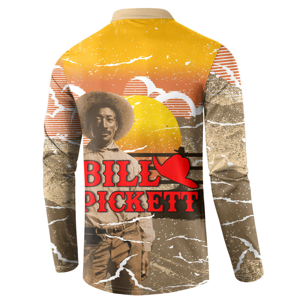 Black Cowboy Bill Pickett Button Sweatshirt Retro Sunset Western Design