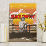 Black Cowboy Bill Pickett Canvas Wall Art Retro Sunset Western Design