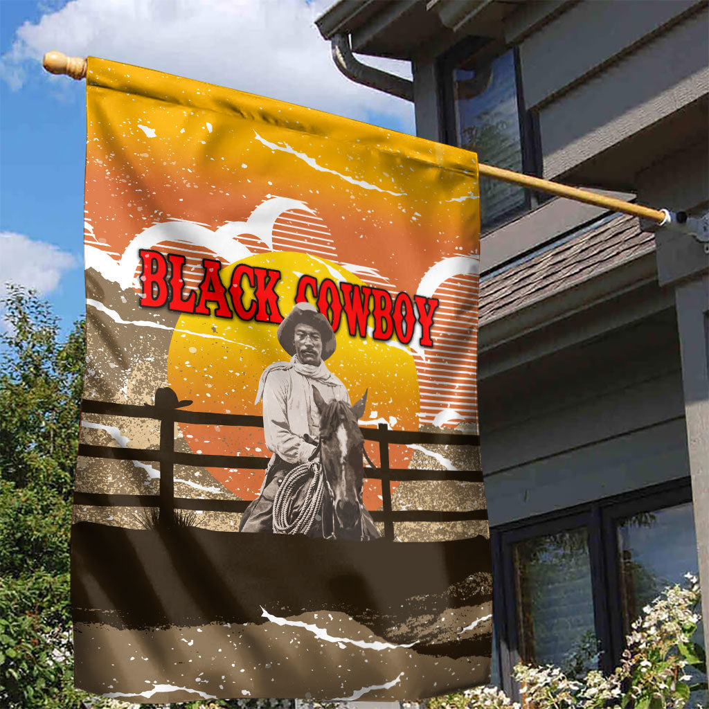 Black Cowboy Bill Pickett Garden Flag Retro Sunset Western Design