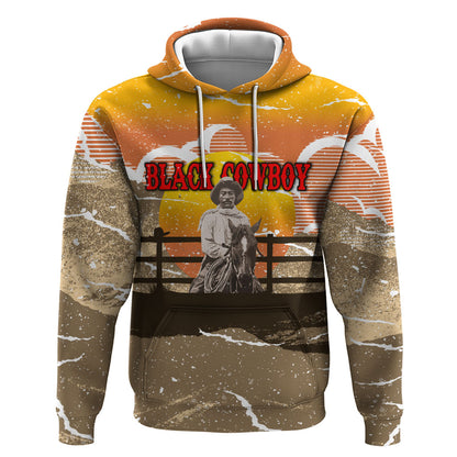 Black Cowboy Bill Pickett Hoodie Retro Sunset Western Design