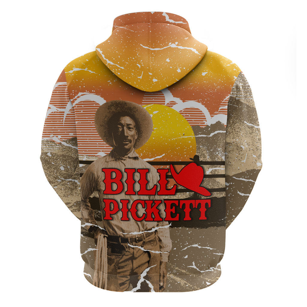 Black Cowboy Bill Pickett Hoodie Retro Sunset Western Design