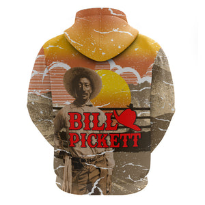 Black Cowboy Bill Pickett Hoodie Retro Sunset Western Design