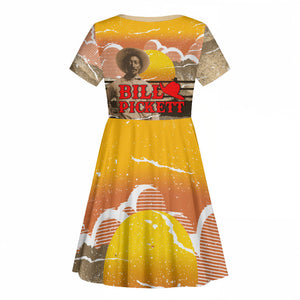 Black Cowboy Bill Pickett Kid Short Sleeve Dress Retro Sunset Western Design
