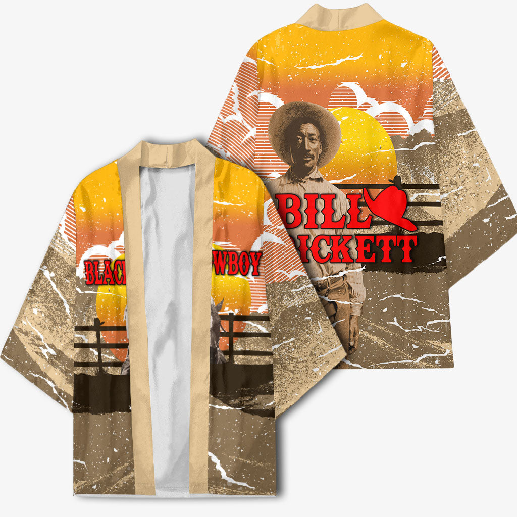 Black Cowboy Bill Pickett Kimono Retro Sunset Western Design