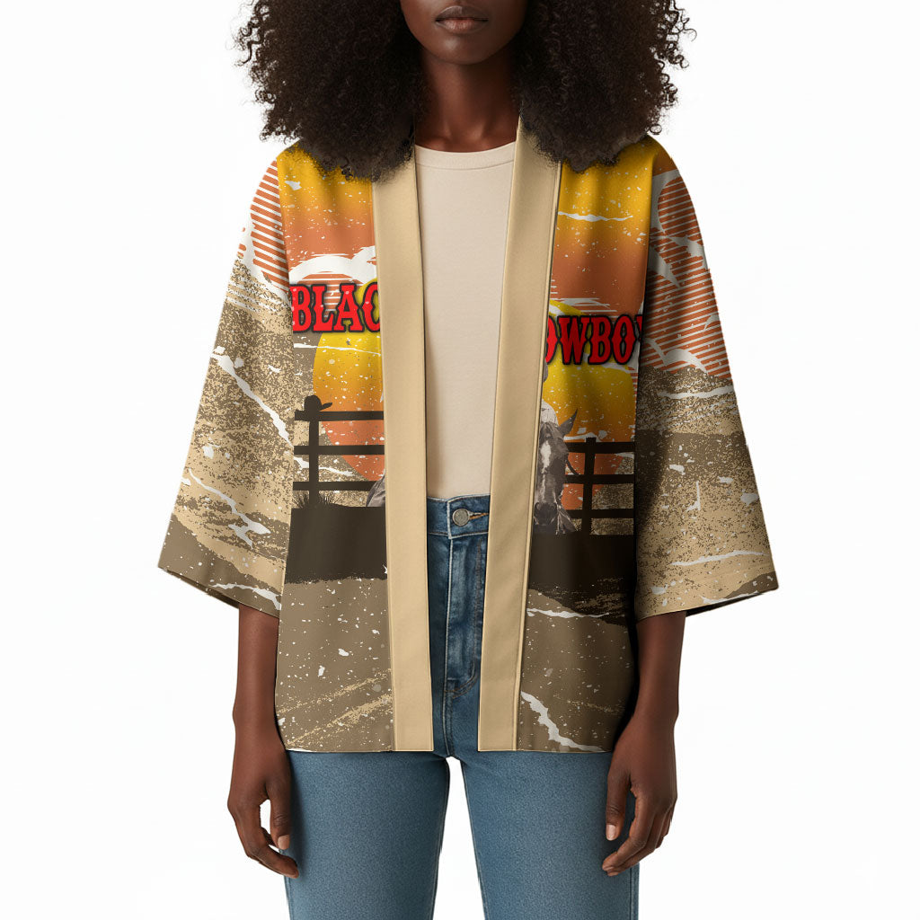 Black Cowboy Bill Pickett Kimono Retro Sunset Western Design