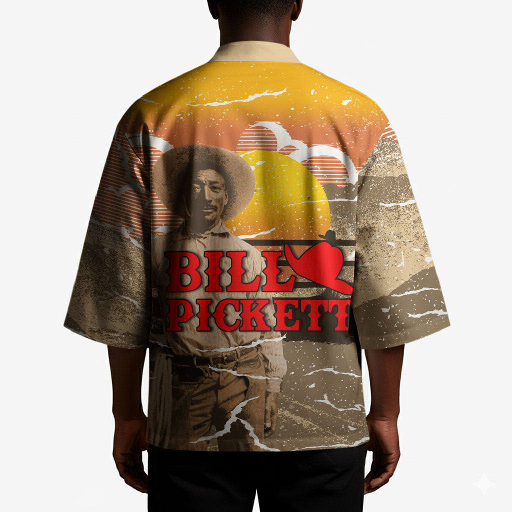 Black Cowboy Bill Pickett Kimono Retro Sunset Western Design