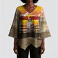 Black Cowboy Bill Pickett Kimono Sleeve Blouse Retro Sunset Western Design
