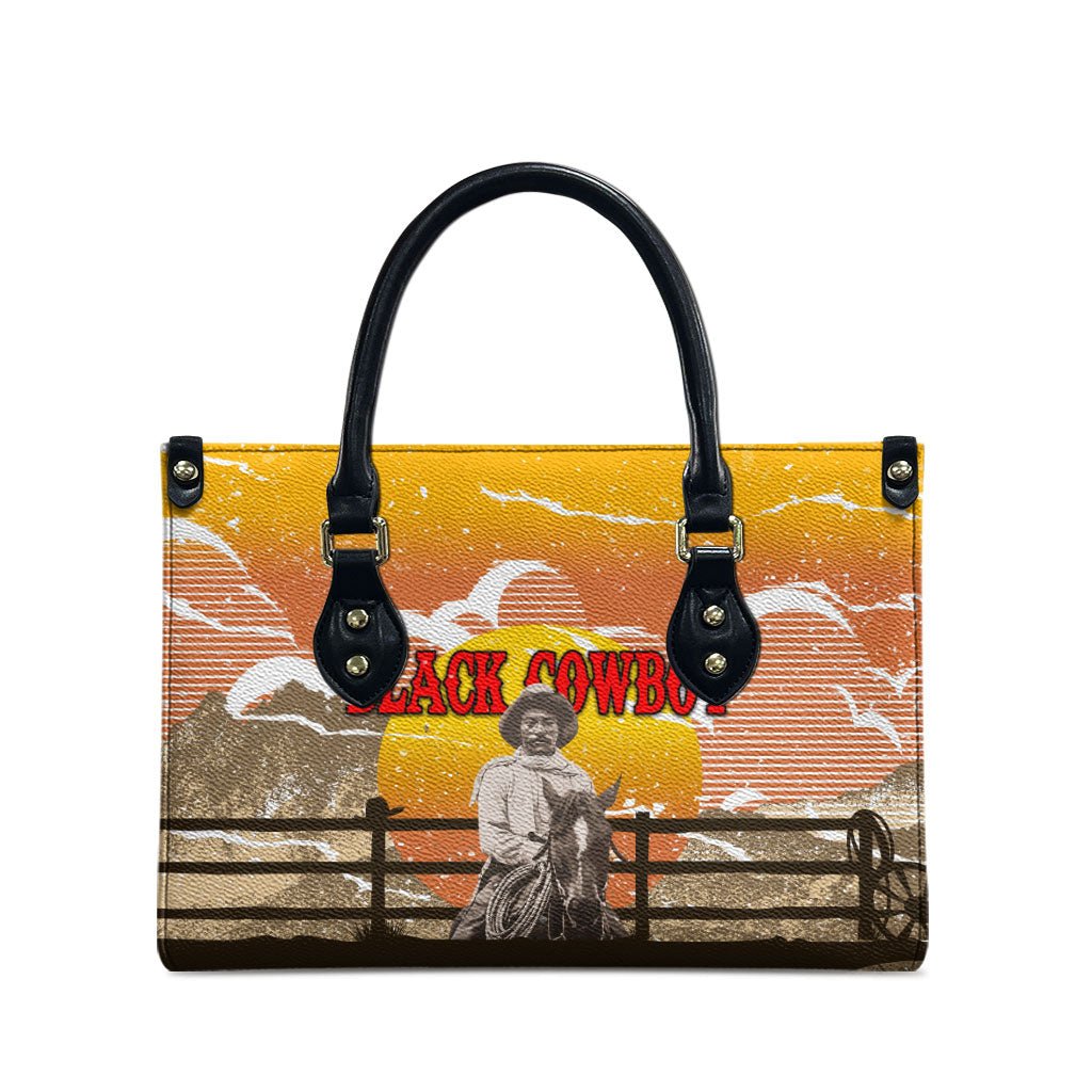 Black Cowboy Bill Pickett Leather Bag Retro Sunset Western Design