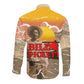 Black Cowboy Bill Pickett Long Sleeve Button Shirt Retro Sunset Western Design