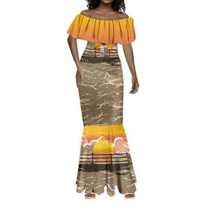 Black Cowboy Bill Pickett Mermaid Dress Retro Sunset Western Design