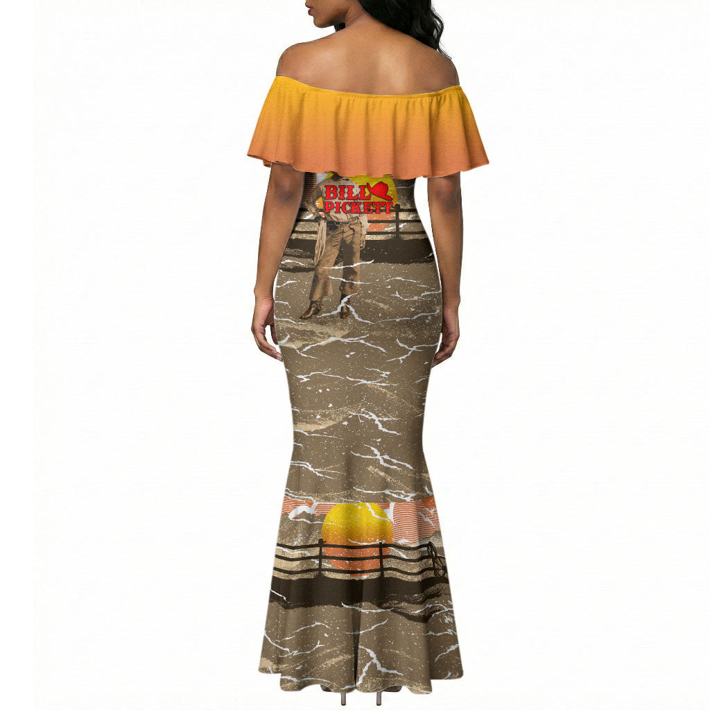 Black Cowboy Bill Pickett Mermaid Dress Retro Sunset Western Design