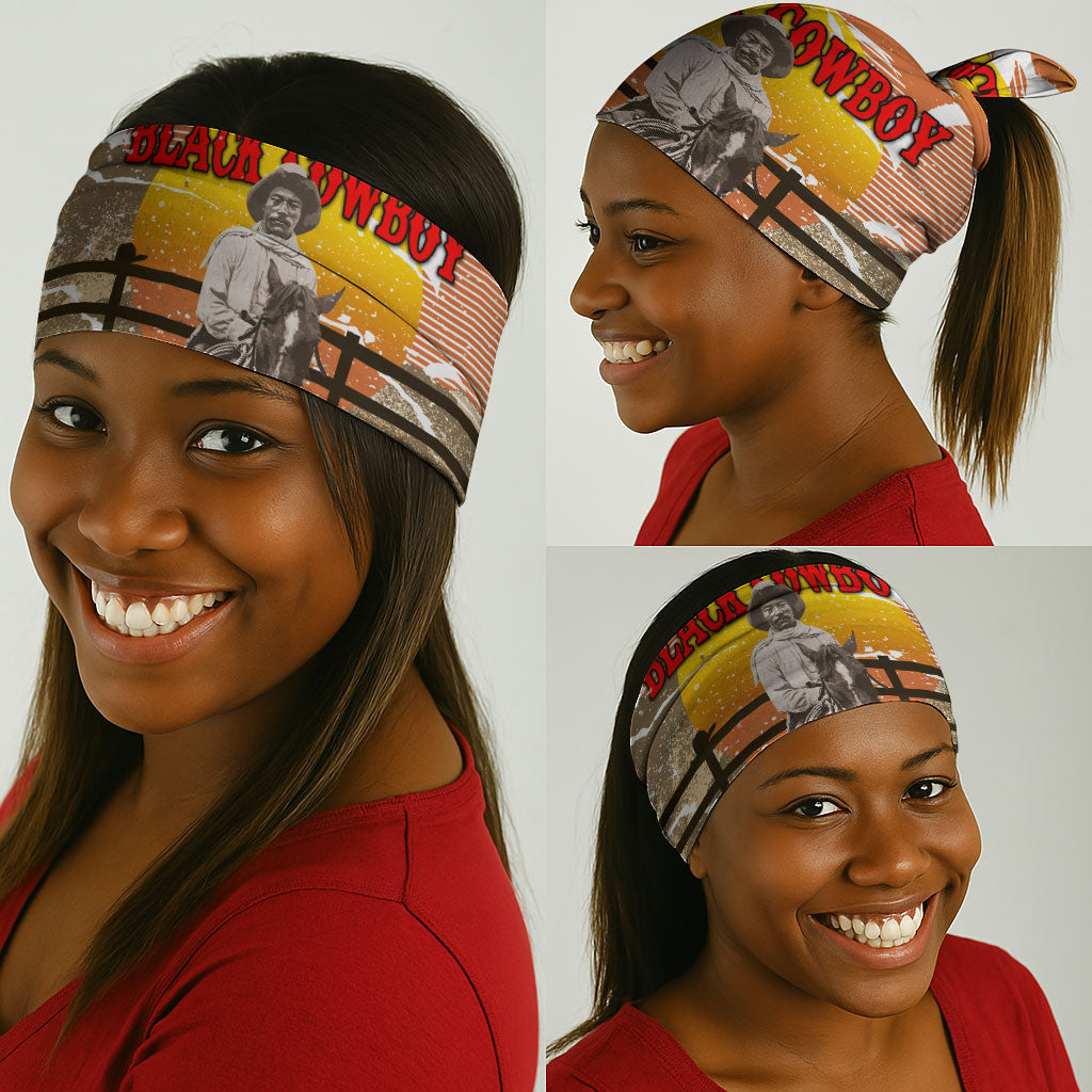 Black Cowboy Bill Pickett Neck Gaiter Retro Sunset Western Design