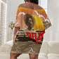 Black Cowboy Bill Pickett Off Shoulder Short Dress Retro Sunset Western Design