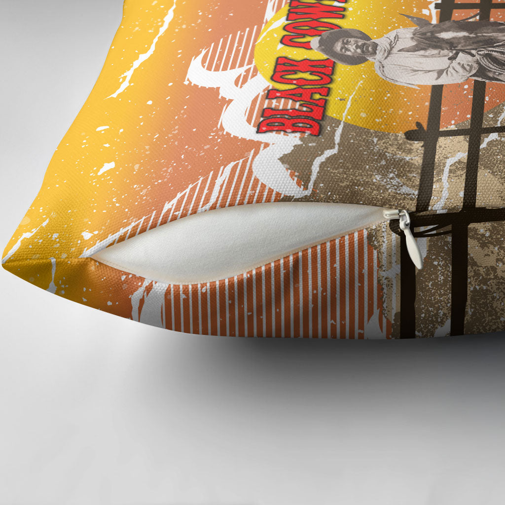 Black Cowboy Bill Pickett Pillow Cover Retro Sunset Western Design