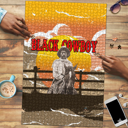 Black Cowboy Bill Pickett Puzzle Retro Sunset Western Design
