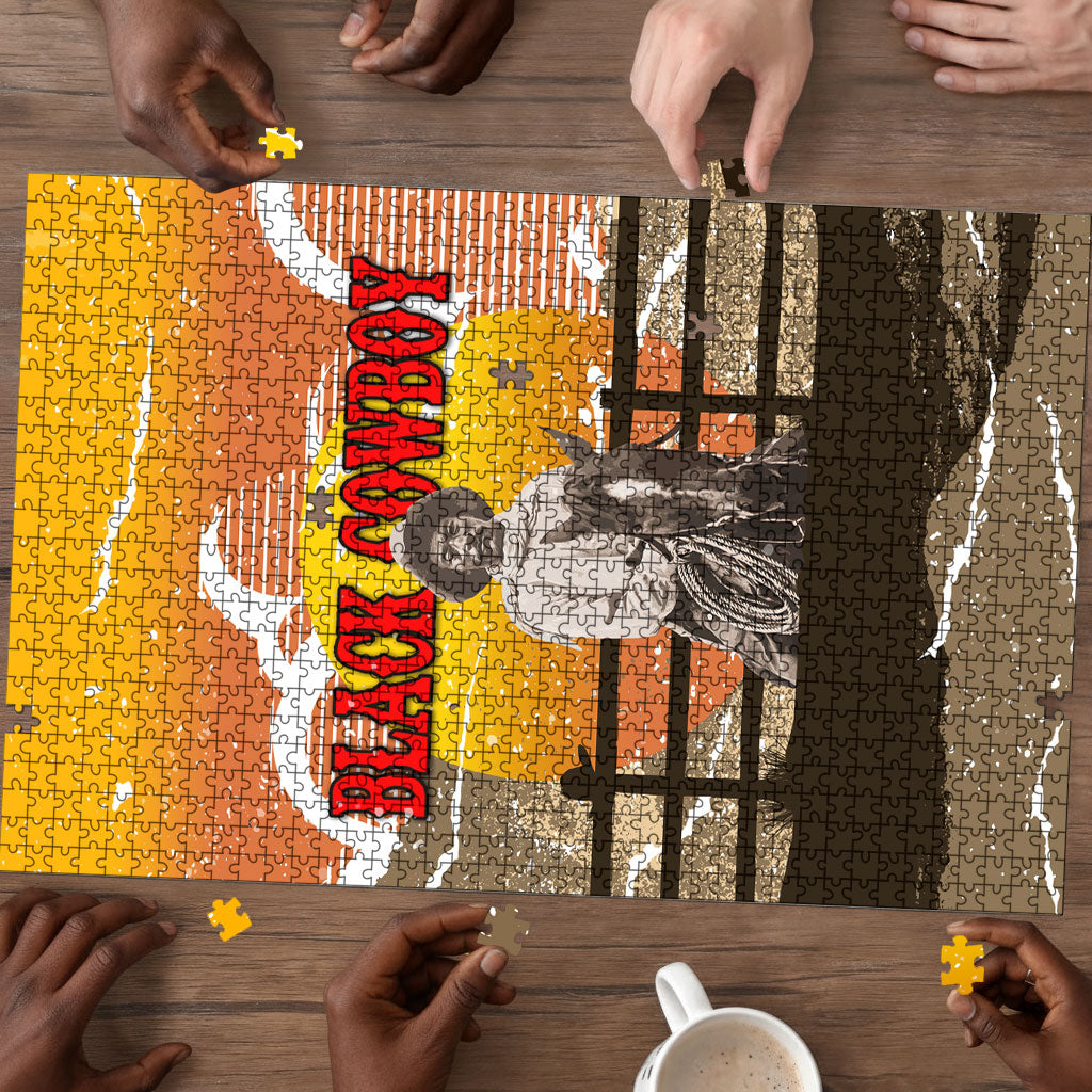 Black Cowboy Bill Pickett Puzzle Retro Sunset Western Design