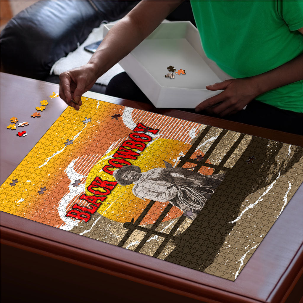 Black Cowboy Bill Pickett Puzzle Retro Sunset Western Design