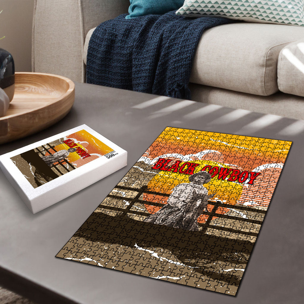 Black Cowboy Bill Pickett Puzzle Retro Sunset Western Design