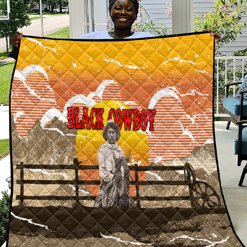Black Cowboy Bill Pickett Quilt Retro Sunset Western Design