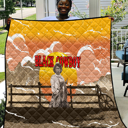 Black Cowboy Bill Pickett Quilt Retro Sunset Western Design