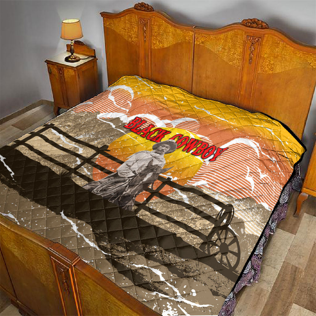 Black Cowboy Bill Pickett Quilt Retro Sunset Western Design
