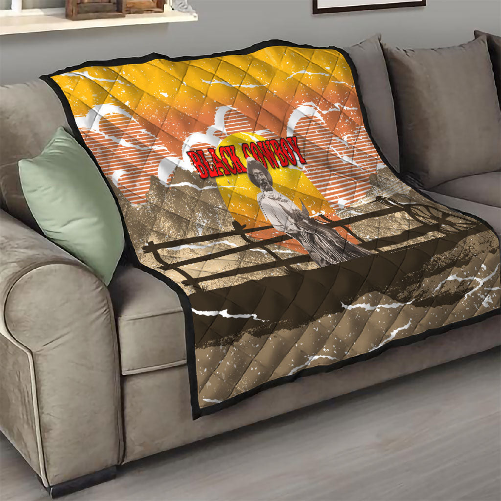 Black Cowboy Bill Pickett Quilt Retro Sunset Western Design