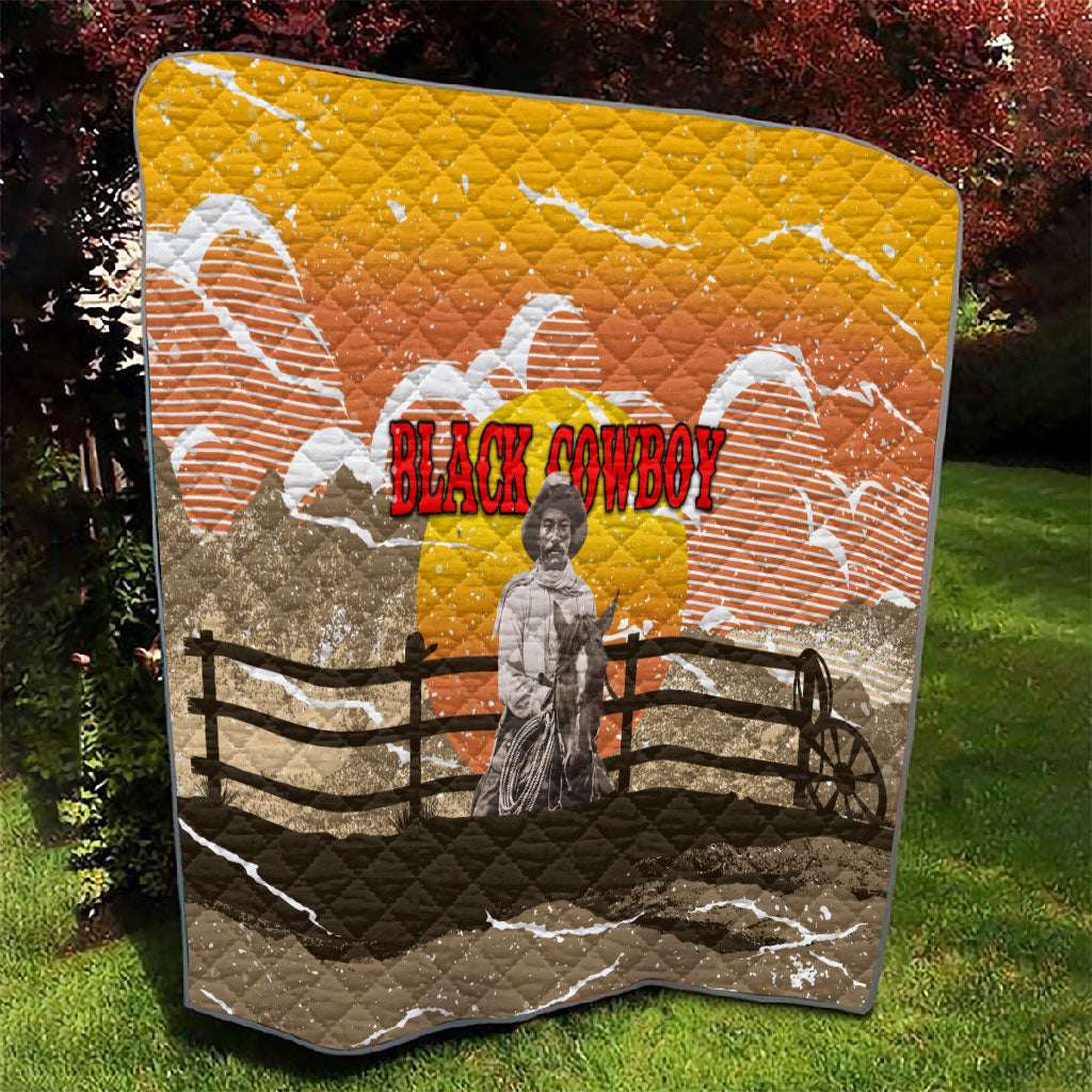 Black Cowboy Bill Pickett Quilt Retro Sunset Western Design