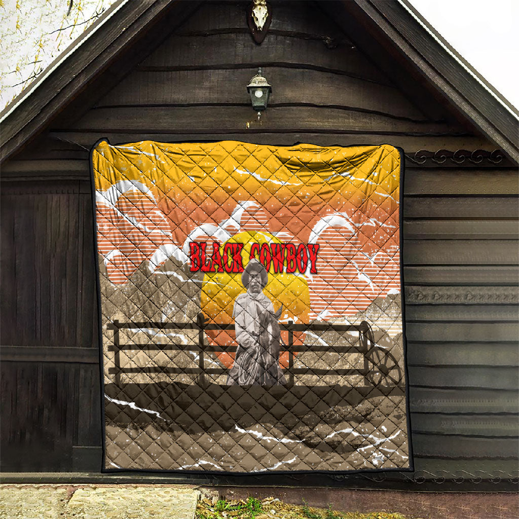 Black Cowboy Bill Pickett Quilt Retro Sunset Western Design