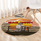 Black Cowboy Bill Pickett Round Carpet Retro Sunset Western Design